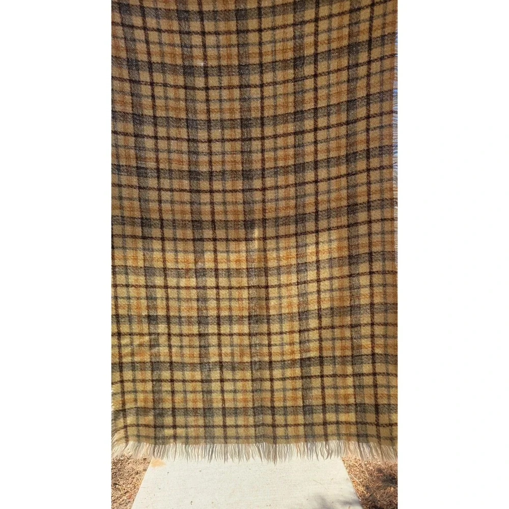 Boyne Valley‎ Weavers Ireland Wool Throw Blanket Plaid Fringe 43x70 Handmade...